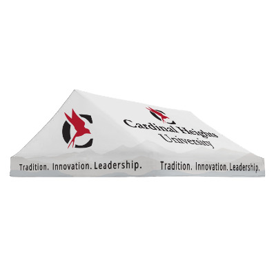 Full-color 10-ft. gable tent canopy with custom imprint.