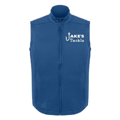 Blue vest with custom logo.