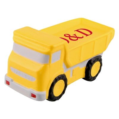 Yellow foam stress ball with a personalized imprint.