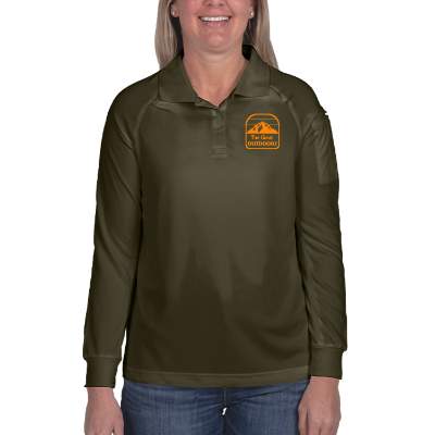 Custom green ladies' long-sleeve tactical polo