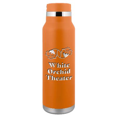 Matte canyon stainless bottle with engraved imprint.