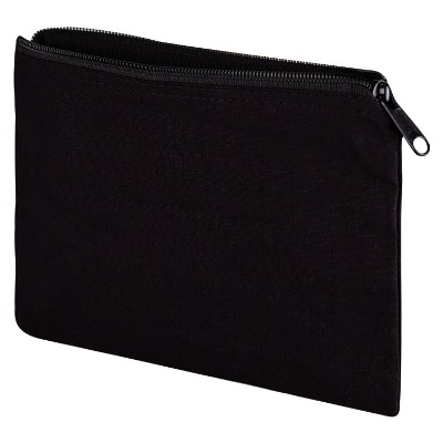 Cotton canvas black travel pouch blank.