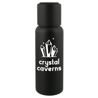 Stainless black bottle with custom imprint.