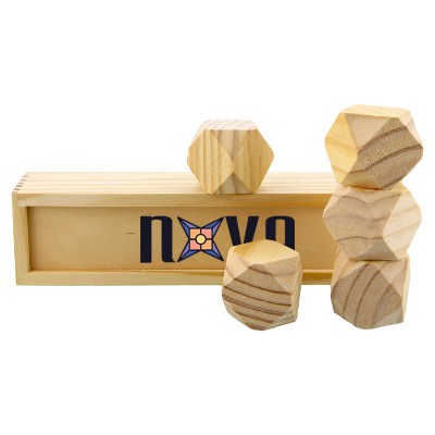 Stacking blocks made of wood with full color imprint.
