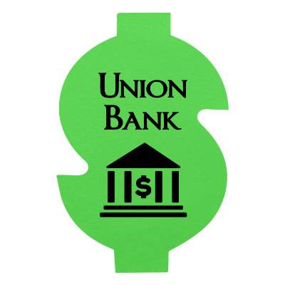 Lime green dollar sign vinyl jar opener with custom printed logo.