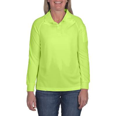 Blank safety yellow long-sleeve tactical polo
