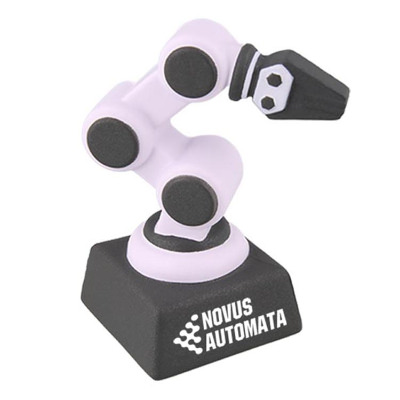 White with black foam stress ball with a custom logo.