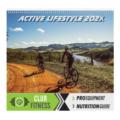 Spiral bound activity wall calendar with custom full color logo.