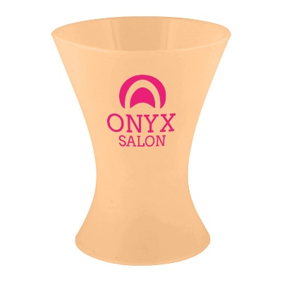 Silicone orange wine glass with custom logo.
