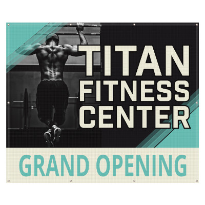 5 feet x 6 feet custom imprinted full-color 8 oz. mesh vinyl banner with grommets.