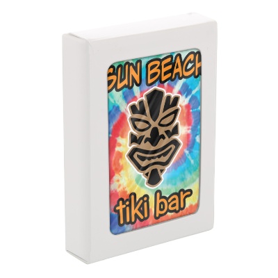 Tie Dye paper playing cards with a personalized logo.