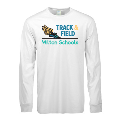 Custom white long sleeve tall tee with full color logo.
