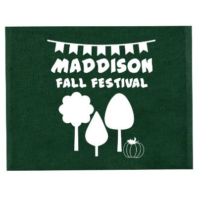 Custom terry cotton rally towel.