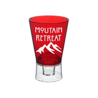 Arcylic orange shot glass with custom imprint in 1.5 ounces.