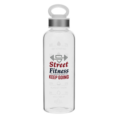 Glass bottle with custom full color logo in 18 oz.