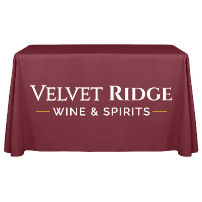4 foot polyester table throw full color imprint on front.