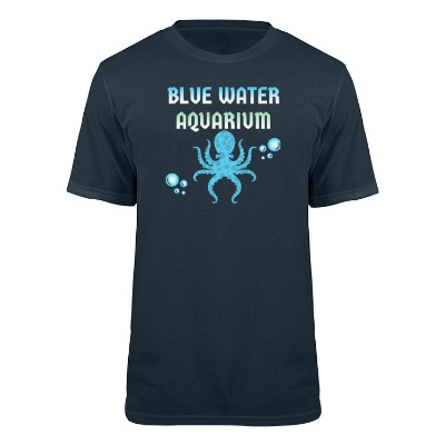 Navy full color printed short sleeve shirt.