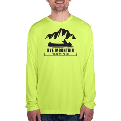 Custom lime green long sleeve performance shirt with logo.