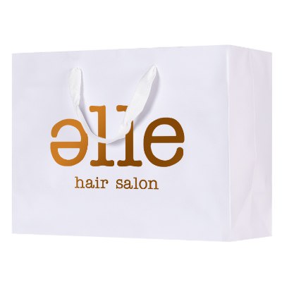 Kraft paper 13 inch eurotote with handles and foil imprint.