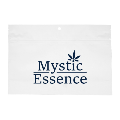 White barrier bag with custom imprint.