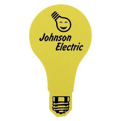 Yellow light bulb rubber jar opener with custom printed logo.