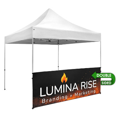 Full-color 10-ft. tent half wall with custom imprint.
