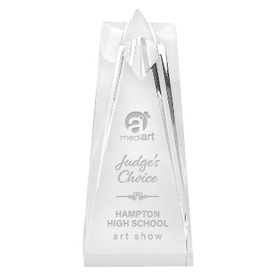 Acrylic award with custom laser engraved imprint.