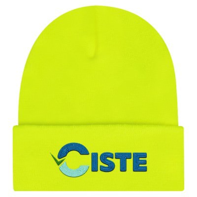 Neon Yellow custom embroidered beanie.