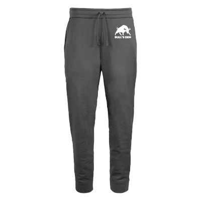 Customized dark smoke grey jogger with one color imprint.