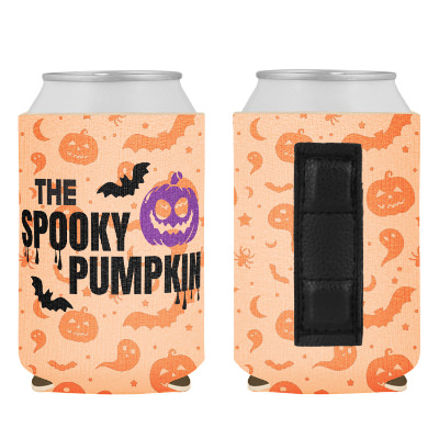 Fall can cooler with custom full color imprint.