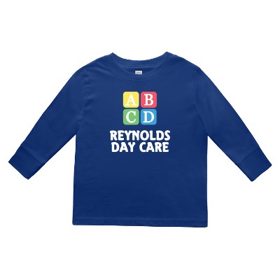 Custom royal toddler long sleeve shirt with full color logo.