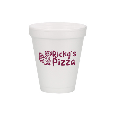 Styrofoam white foam cup with custom imprint in 6 ounces.