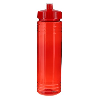 Plastic red sports bottle with push pull lid in 24 oz.