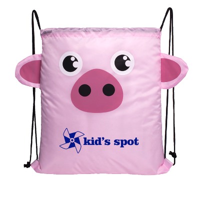 Polyester puppy sports drawstring with custom logo.