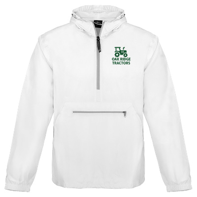 Custom white pullover with one color logo.