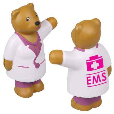 Foam doctor bear stress ball with custom imprint. 