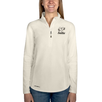 Ladies white custom imprinted jacket.