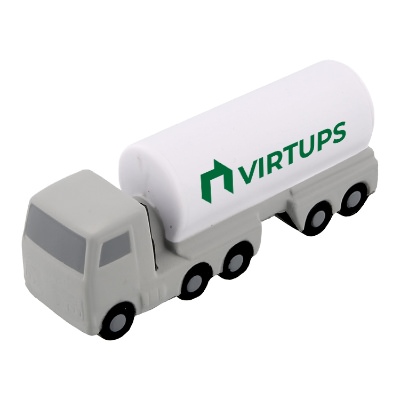 White with gray foam stress ball with a customized logo.