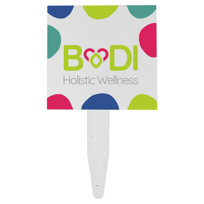 White paper personalized garden grow stick.