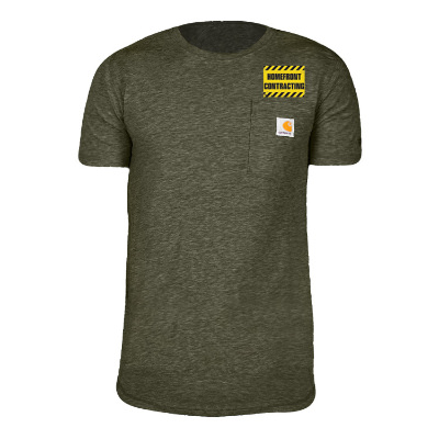 Personalized full color logo on basil heather short sleeve t-shirt.