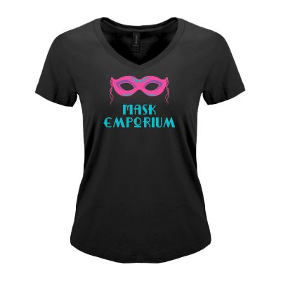 Custom full color imprint on black women's tee.