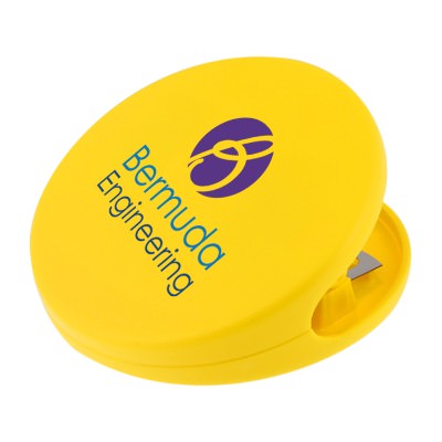 Plastic yellow round chip clip with full color imprinting.