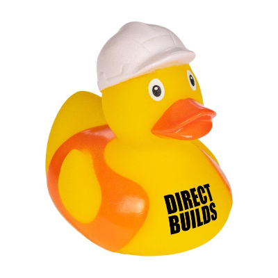 Yellow custom rubber duck.