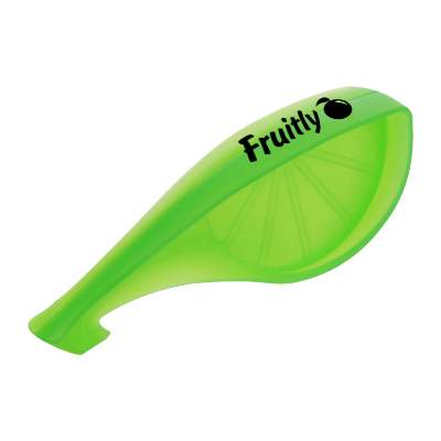 Translucent lime citrus peeler with custom printed logo.