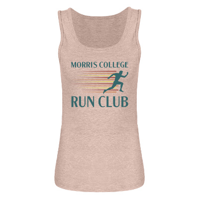 Heather pink gravel tank with custom full color logo.