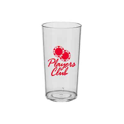 Acrylic clear beer glass with custom logo in 10 ounces.