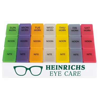 Plastic rainbow medicine tray branded with your logo.