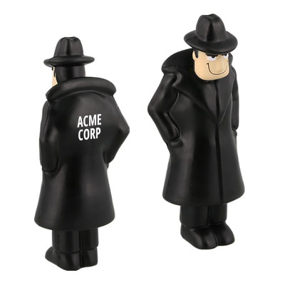 Black foam stress ball with a personalized logo.