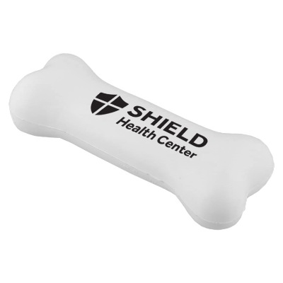 White foam stress ball with a custom logo.