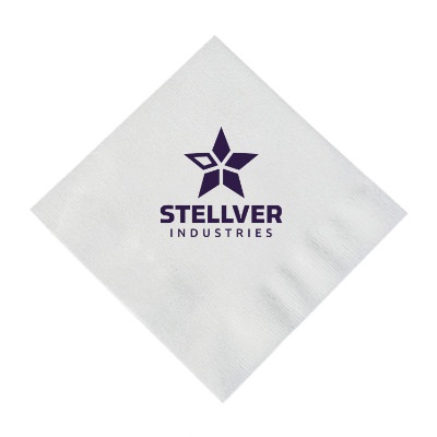 Heavyweight single ply tissue linen-like white cocktail napkin with diagonal imprint.
